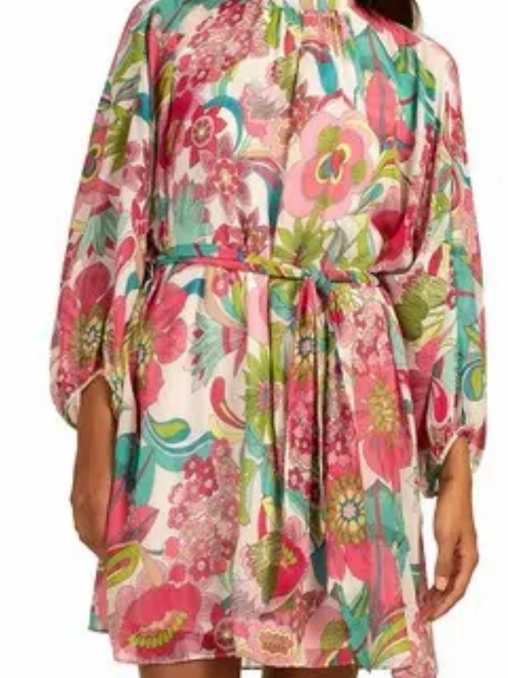 Trina Turk Vibrant Floral Dress- Pink Teal Lime - Picture 4 of 5